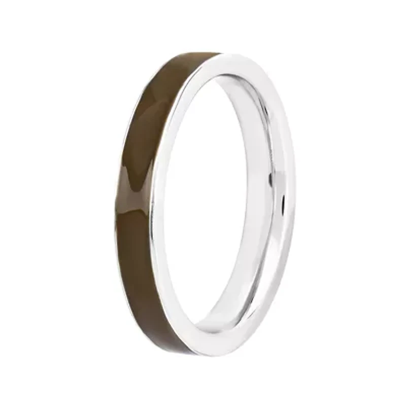 Personally Stackable Sterling Silver Brown Enamel 3.25mm Ring