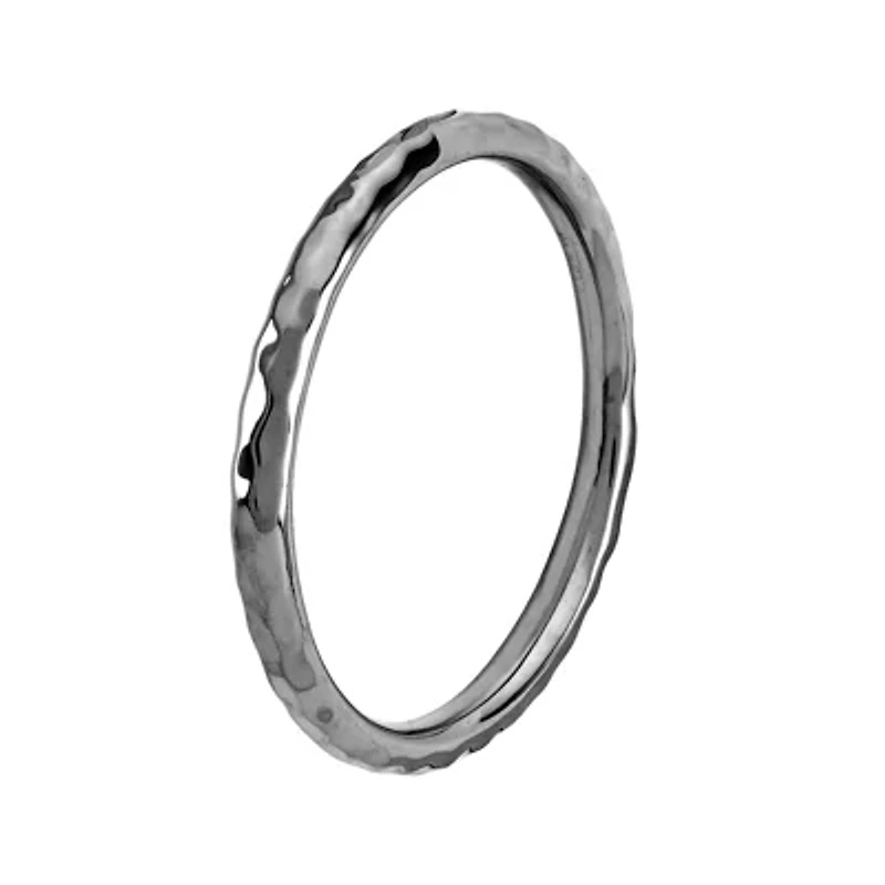 Personally Stackable Black Sterling Silver Hammered Ring