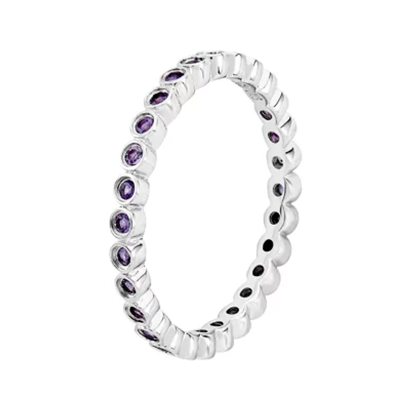 Personally Stackable Genuine Amethyst Sterling Silver Ring
