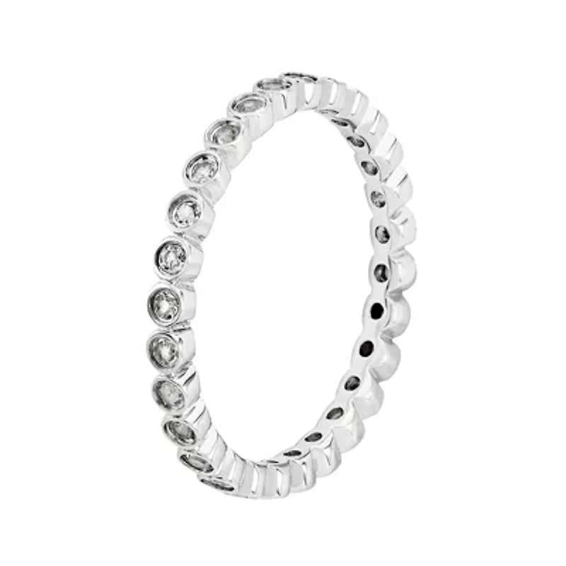 Personally Stackable Genuine White Topaz Sterling Silver Ring