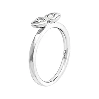 Personally Stackable Genuine White Topaz Sterling Silver Double-Heart Ring
