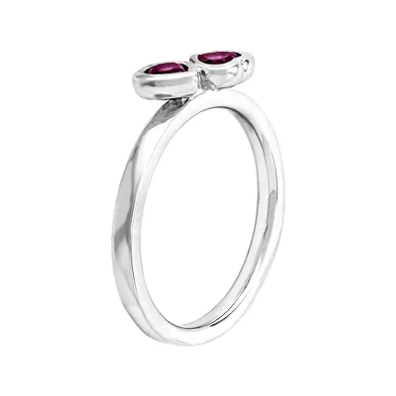 Personally Stackable Genuine Rhodolite Sterling Silver Heart RIng