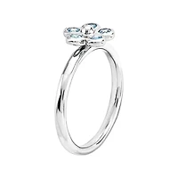 Personally Stackable Genuine Blue Topaz Flower Ring