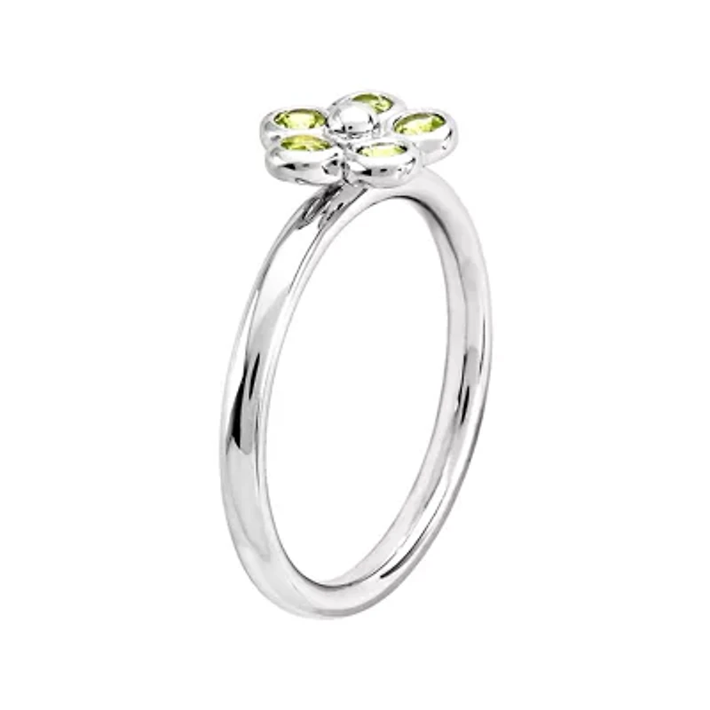 Personally Stackable Genuine Peridot Flower Ring