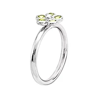 Personally Stackable Genuine Peridot Flower Ring