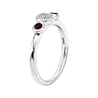 Personally Stackable Double Garnet & Diamond-Accent Ring