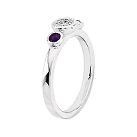 Personally Stackable Double Amethyst & Diamond-Accent Ring