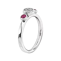 Personally Stackable Double Lab-Created Ruby & Diamond-Accent Ring