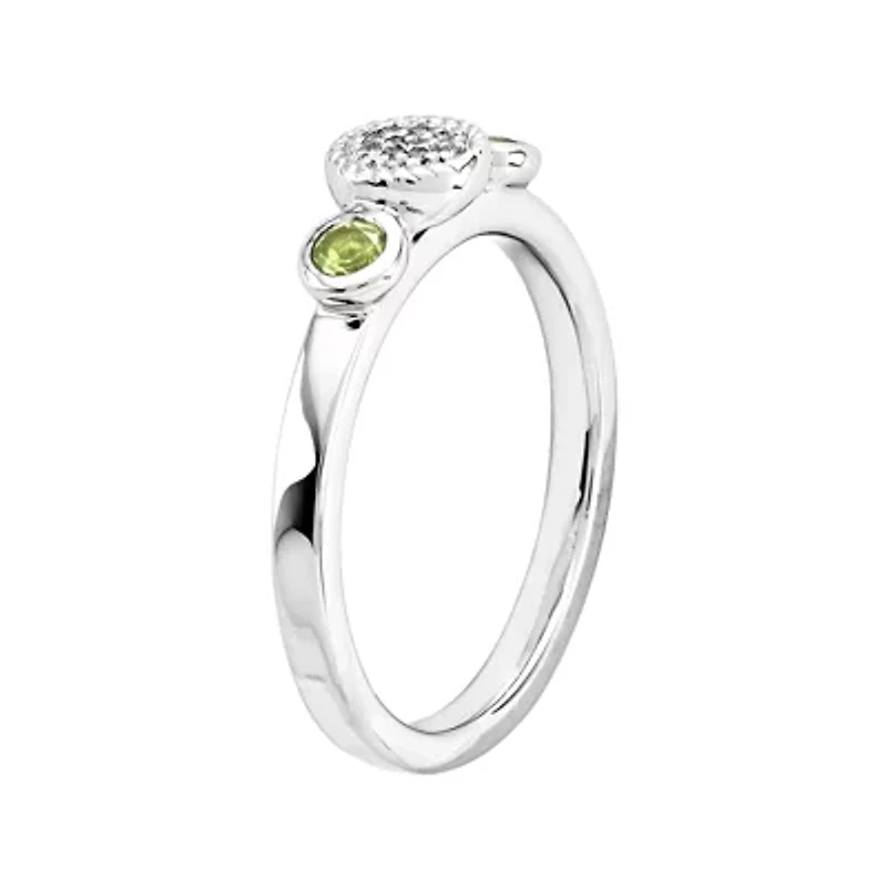 Personally Stackable Double Peridot & Diamond-Accent Ring