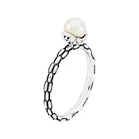 Personally Stackable Cultured Freshwater Pearl Patterned Ring