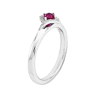 Personally Stackable 1/10 CT. T.W. Diamond and Lab-Created Ruby Ring