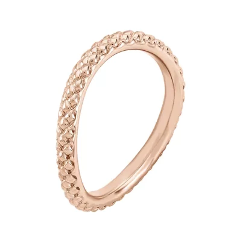 Personally Stackable 18K Rose Gold Over Sterling Silver Cable Wave Ring