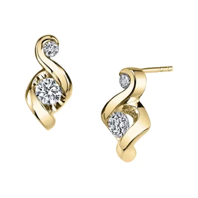 Juno Lucina® 1/4 CT. T.W. Diamond 14K Yellow Gold Swirl Stud Earrings