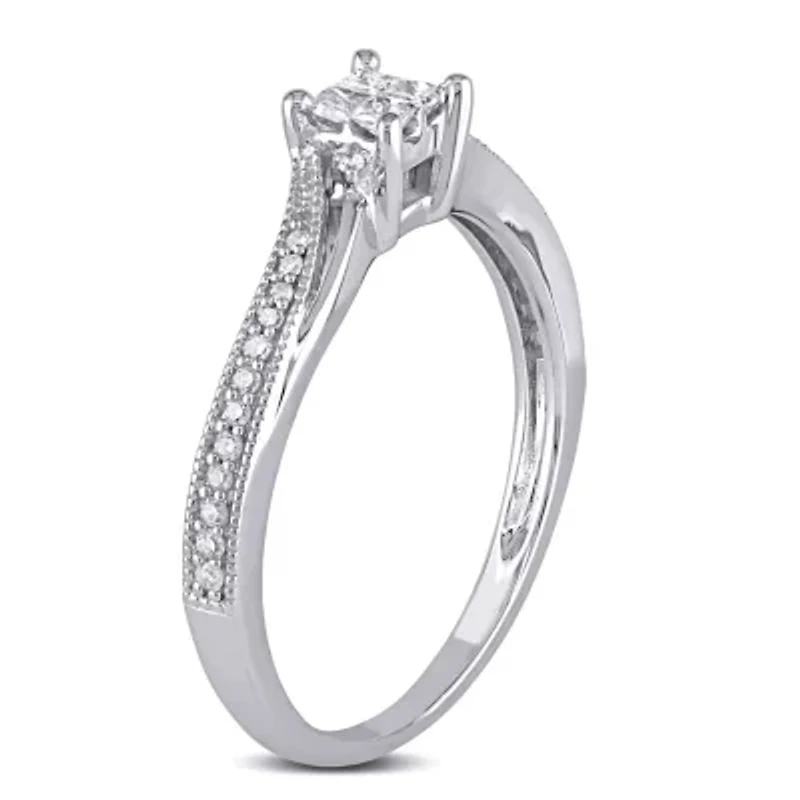 1/5 CT.T.W. Natural Princess Diamond 10K Gold Engagement Ring