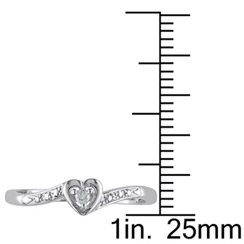 Womens Diamond Accent Natural White Sterling Silver Heart Cocktail Ring