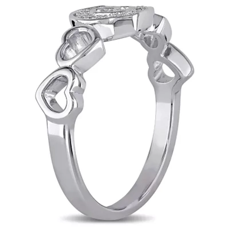 Womens Diamond Accent Natural White Sterling Silver Heart Cocktail Ring