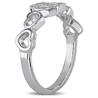 Womens Diamond Accent Natural White Sterling Silver Heart Cocktail Ring
