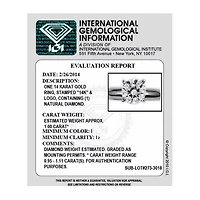 (I / I2) Womens 1 CT. Genuine White Diamond 14K White Gold Round Solitaire Engagement Ring