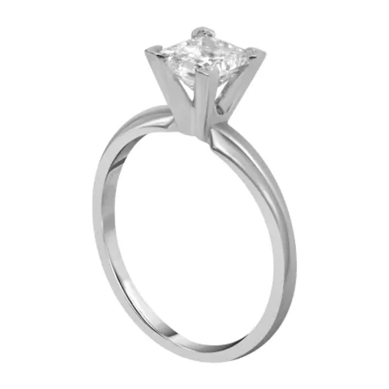 Deluxe Collection (I / I2) Womens 1 CT. Genuine White Diamond 14K White Gold Solitaire Engagement Ring