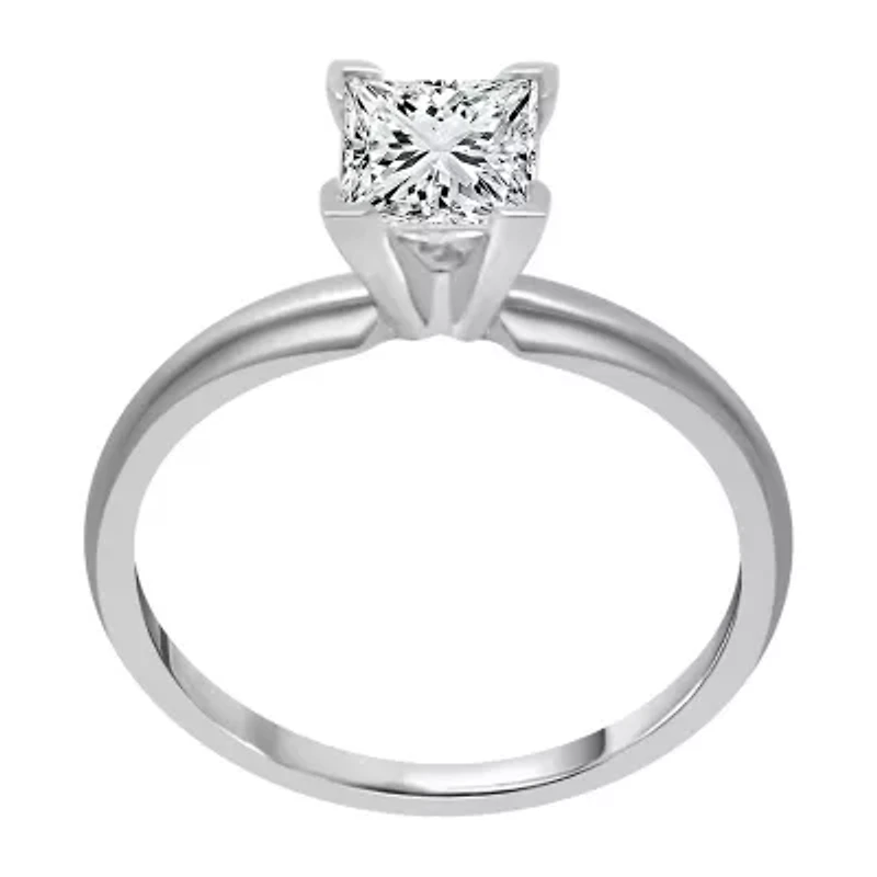 Deluxe Collection (I / I2) Womens 1 CT. Genuine White Diamond 14K White Gold Solitaire Engagement Ring