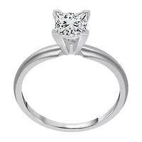 Deluxe Collection (I / I2) Womens 1 CT. Genuine White Diamond 14K White Gold Solitaire Engagement Ring