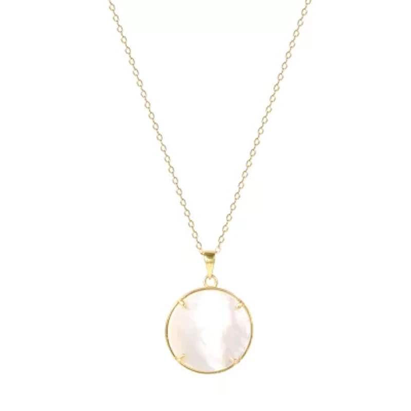 Unicorn Womens White Cubic Zirconia 14K Gold Over Silver Round 18 Inch Pendant Necklace