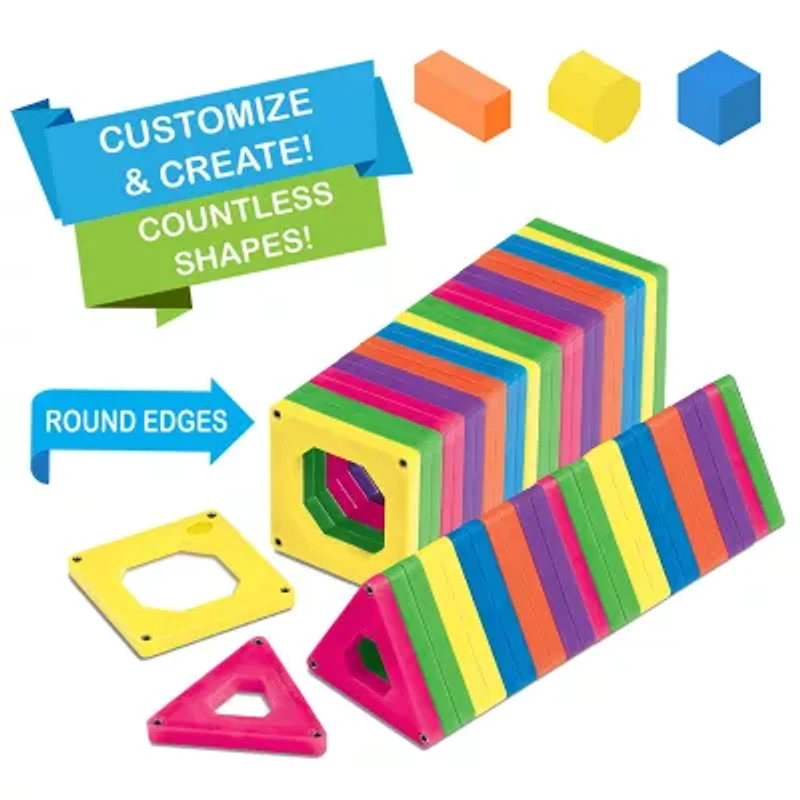 Discovery Kids 50-Piece Magnetic Tile Building Blocks Set