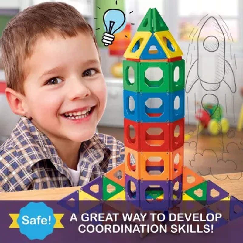 Discovery Kids 50-Piece Magnetic Tile Building Blocks Set
