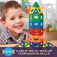 Discovery Kids 50-Piece Magnetic Tile Building Blocks Set