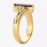 Womens Genuine Red Garnet 14K Gold Over Silver Cocktail Ring