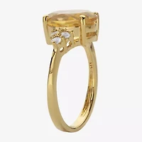 Womens Genuine Yellow Citrine 14K Gold Over Silver Cocktail Ring