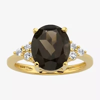 Womens Genuine Topaz 14K Gold Over Silver Cocktail Ring