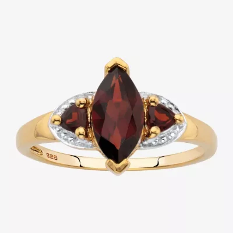 Womens Genuine Red Garnet 14K Gold Over Silver Cocktail Ring