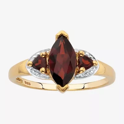 Womens Genuine Red Garnet 14K Gold Over Silver Cocktail Ring