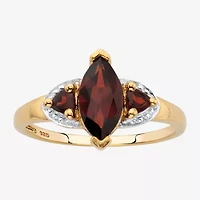 Womens Genuine Red Garnet 14K Gold Over Silver Cocktail Ring