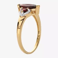 Womens Genuine Red Garnet 14K Gold Over Silver Cocktail Ring