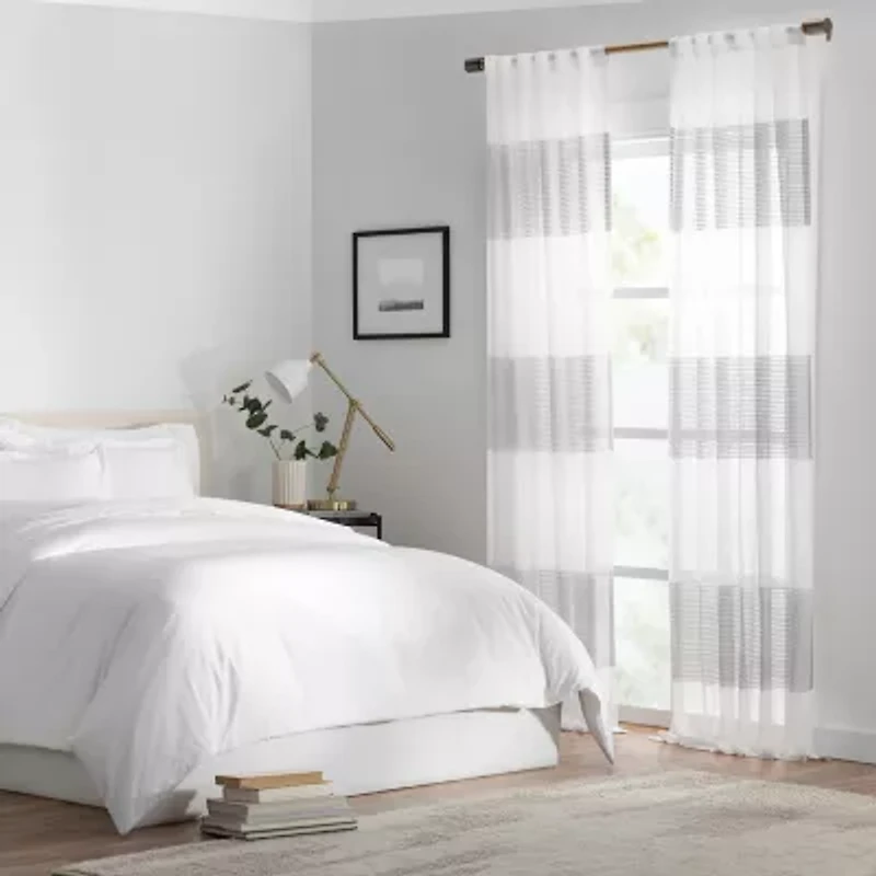 Mercantile Gilson Rod Pocket Back Tab Light-Filtering Single Curtain Panel
