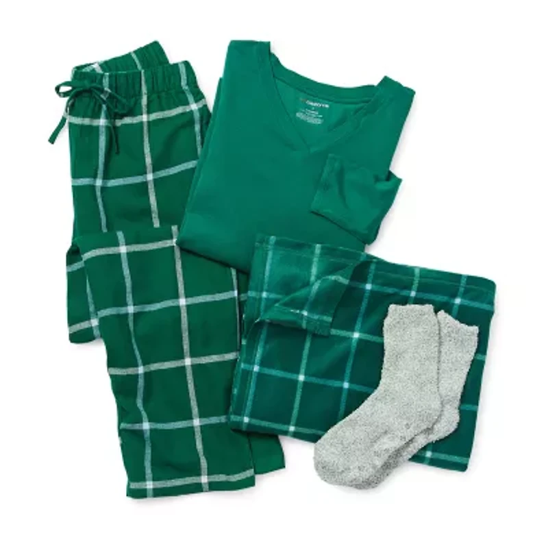 Liz Claiborne Womens V-Neck Long Sleeve 4-pc. Tall Pajama Sets
