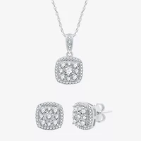 Diamond Blossom (H-I / I1) Womens 1 CT. T.W. Lab Grown White Diamond Sterling Silver Cushion 2-pc. Jewelry Set