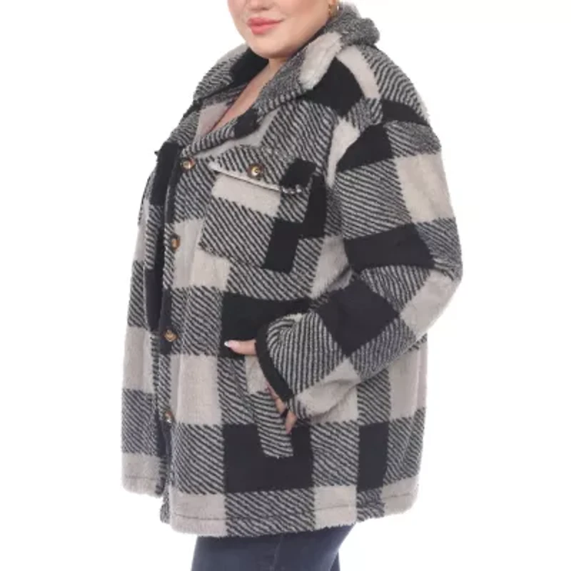 White Mark Womens Lightweight Plus Shirt Jacket