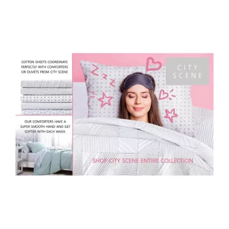 City Scene Cotton Percale 200TC Easy Care Sheet Set