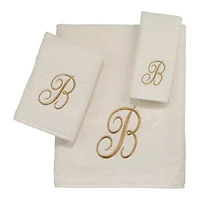 Avanti Premier Script Monogram Ivory/Gold Bath Towel Collection
