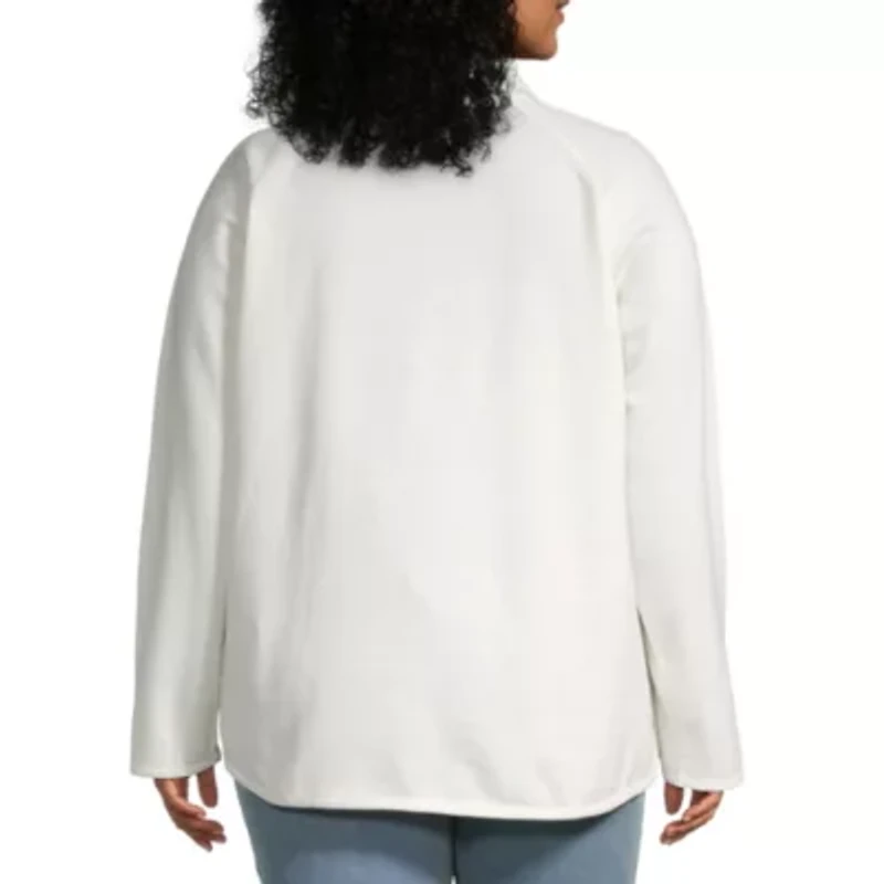 St. John's Bay Quilted Womens Plus Long Sleeve Mock Neck Top