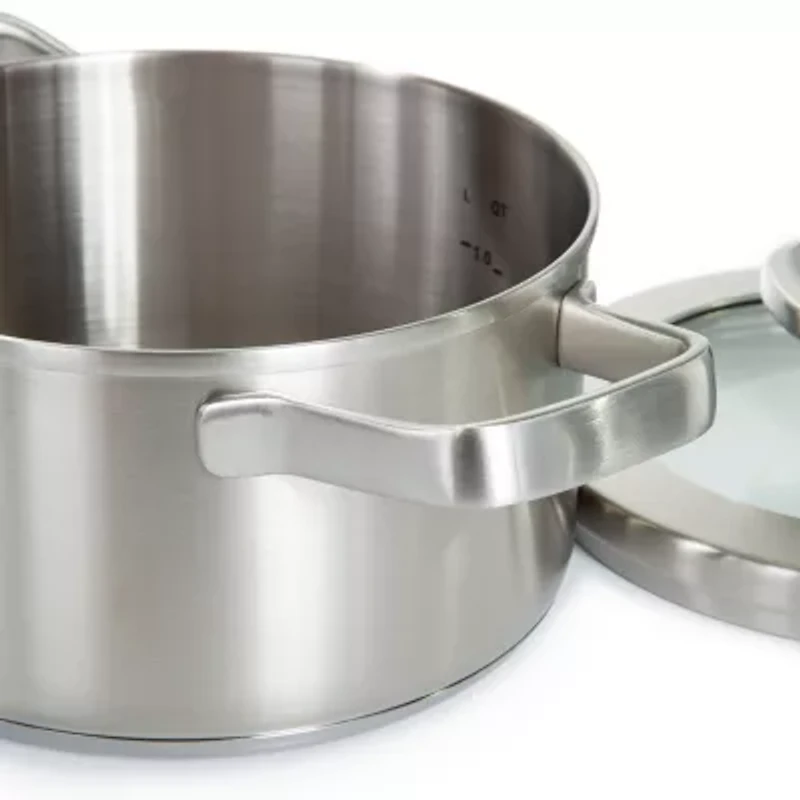 BergHOFF Leo Graphite Recycled 18/10 Stainless Steel 1.7-qt. Stockpot with Glass Lid