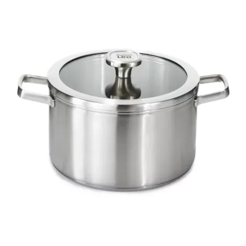 BergHOFF Leo Graphite Recycled 18/10 Stainless Steel 6.3-qt. Stockpot with Glass Lid