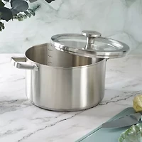 BergHOFF Leo Graphite Recycled 18/10 Stainless Steel 6.3-qt. Stockpot with Glass Lid