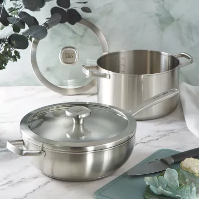 BergHOFF Leo Graphite Recycled 18/10 Stainless Steel 6.3-qt. Stockpot with Glass Lid