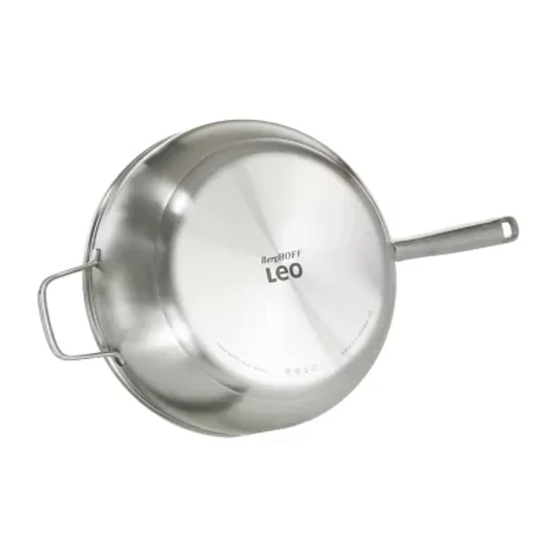 BergHOFF Leo Graphite Recycled 18/10 Stainless Steel 11" Wok with Glass Lid