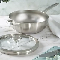 BergHOFF Leo Graphite Recycled 18/10 Stainless Steel 11" Wok with Glass Lid
