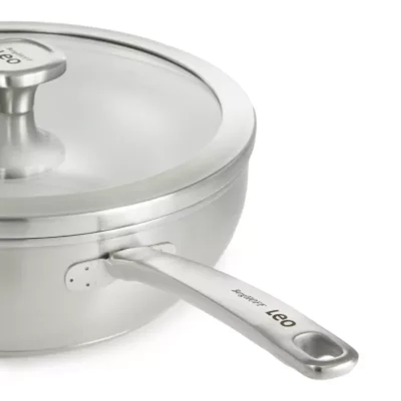 BergHOFF Leo Graphite Recycled 18/10 Stainless Steel 11" Wok with Glass Lid